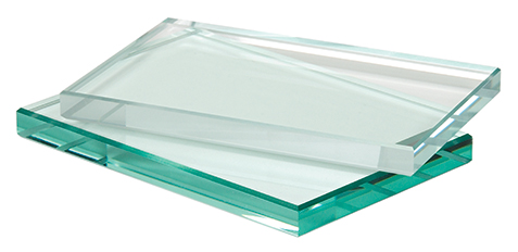 a standard and low iron piece of glass next to each other for comparison 