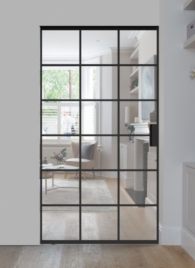 internal sliding glass door with glazing bars - MIRO Slide steel look internal glass door