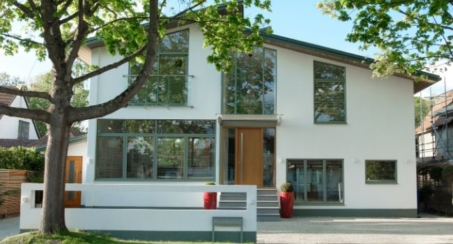 breathtaking new build home with a full aluminium glazing package from sieger including casement windows and a contemporary juliet balcony