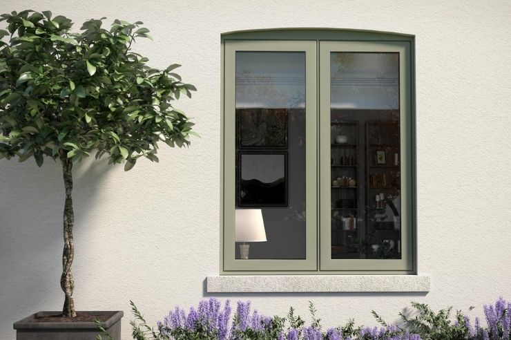 sieger two pane casement window with flush design and green window frames sieger two pane casement window with flush design and green window frames