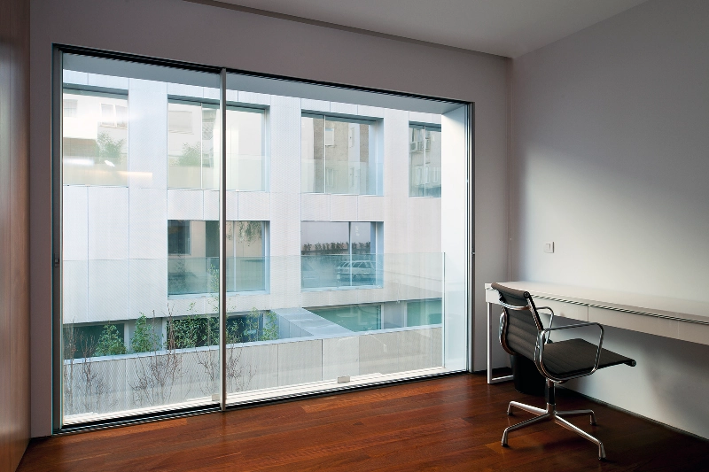 two pane sieger slim sliding door used in a modern Juliet balcony design