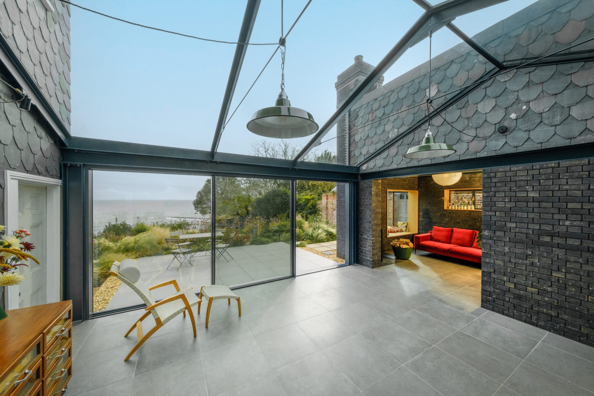 an internal view of glass rooflights - structural glass - shire end - sieger systems